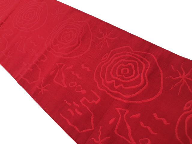 リサイクル　抽象模様織出し名古屋帯